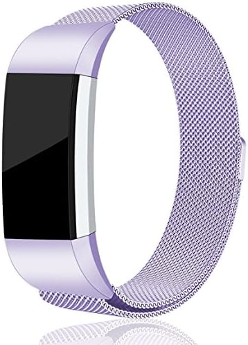 For Fitbit Charge 2 Bands, Cool. Stainless Steel Milanese Loop Metal Replacement Accessories Bracelet Strap with Unique Magnet Lock for Fitbit Charge 2 HR Women Men (Lavender, Small)