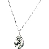 Natural Moss Agate Crystals Pendant Necklace, Faceted Pear Gemstone, Energy Healing Crystals, Birthday, Gift for Her, Gemstone Jewelry 18 inch AAA+ Quality (Moss)
