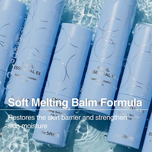 THESAEM SNAIL ESSENTIAL EX COOLING SOLUTION STICK BALM – UNDER EYE DEPUFFING & SOOTHING – FACE & EYE SERUM TREATMENT – WITH SNAIL COLLAGEN & AQUAXYL FOR MOIST GLOW, 0.38OZ.