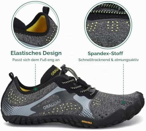 Sommer Barfußschuhe Damen Badeschuhe Schwimmschuhe Schnell Trocknend Wasserschuhe Frauen Strandschuhe Surfen Neoprenschuhe, 39 EU, Schwarz