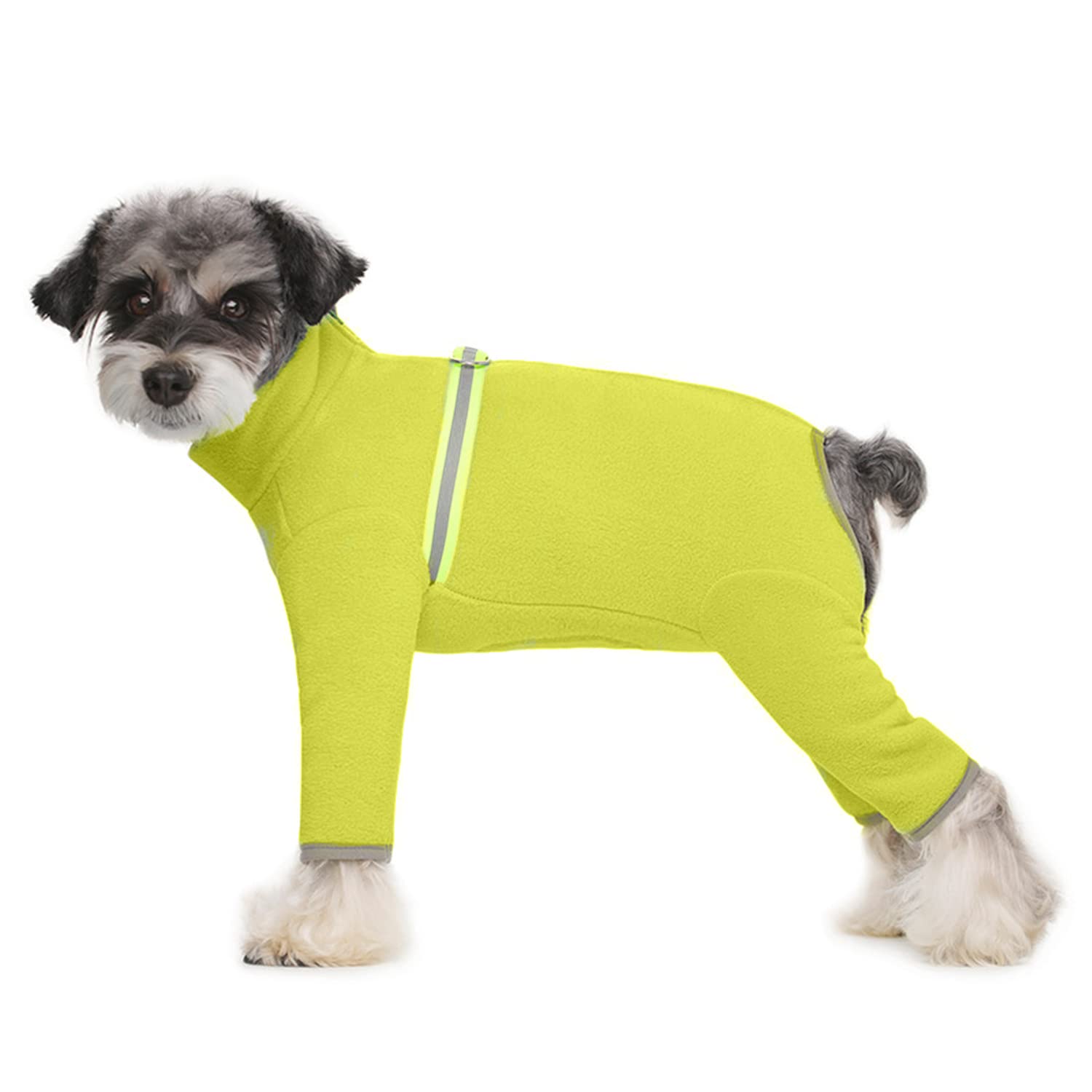 Dog Fleece Warm Clothes, Puppy Winter Long-Sleeved Four-Legged Clothes, Puppy Onesie With D Ring,Cold Weather Coats For Small To Medium Dogs_S(Light Green)