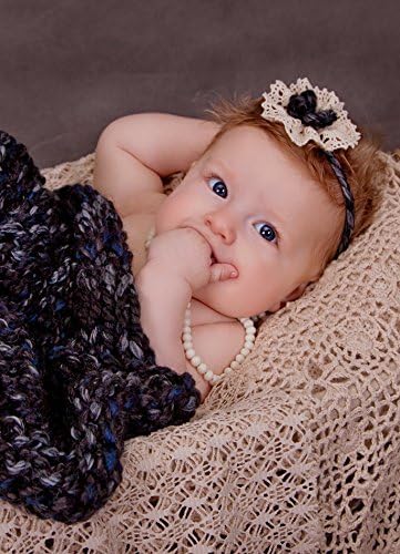 Chunky knit baby blanket with headband in custom color