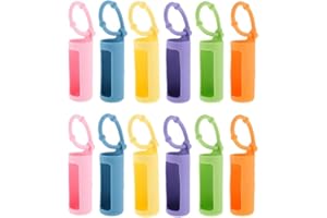 ConStore 12pcs Silicone Roller Bottle Holder Sleeve Essential Oil Bottle Protect Case Anti Slip Carrying Case Travel Protective Cover with Hanging Rope for perfume