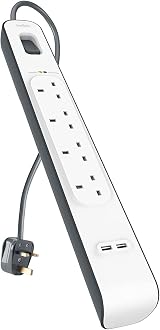 Belkin 4 Way Extension Lead with USB Ports 2.4A Shared 2m Surge Protected