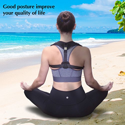 Posture Corrector for Women Men - FRONT ADJUSTABLE and SELF-MOUNTABLE - Back Brace - Back Support - Posture Brace for Back Pain and Neck Pain Relief + BONUS Resistance Band + 2 Comfortable Armpit Pads - Thumbnail 7