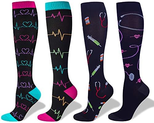Compression Socks for Women Nurse, 2/3 Pairs, Graduated 20-30 mmHg Knee High Stocking, Fits for Nurse, Doctor, and Pregnancy, Reduce Fatigue, Swelling, Shin Splints