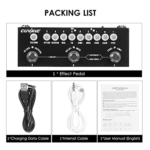 Pedal De Efeito Combinado De Guitarra multi-efeitos Elétrica Multifuncional Portátil Pedaleira Para Quitarra Com Reprodução De Música Sem Fio, Gravação De Telefone, Função De Interface De Áudio