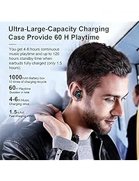 OCANIA   Auriculares inalámbricos Bluetooth 5.0, 3D estéreo, resistentes al sudor, impermeables, 60 H, con micrófono integrado, auriculares deportivos con funda de carga portátil