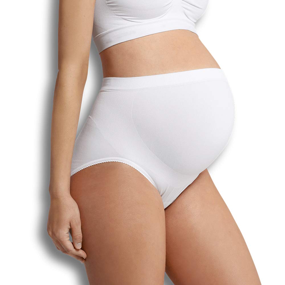 Carriwell Women Maternity Briefs, Supportive Panty For Pregnant Women, Seamless Maternity Briefs Made Of Breathable Microfiber[White][Medium]