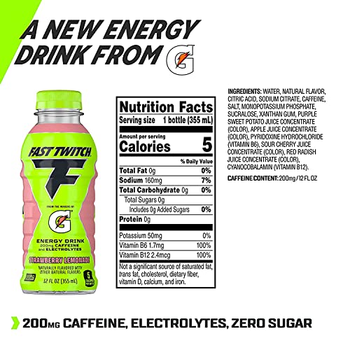 FAST TWITCH STRAWBERRY LEMONADE ENERGY DRINK, 12 FL OZ BOTTLE