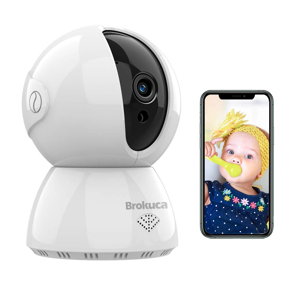 Baby Monitor with Camera and Audio, Brokuca Wireless Security Camera for Home, 1080P FHD 2.4GHz WiFi Camera Indoor, Motion Detection with Night Vision, Two-Way Audio, Works with Alexa