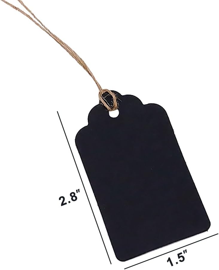 SallyFashion 100pcs Black Paper Gift Tags with Free 100 Root Natural Jute Twine ( Water Ripple ): Home & Kitchen