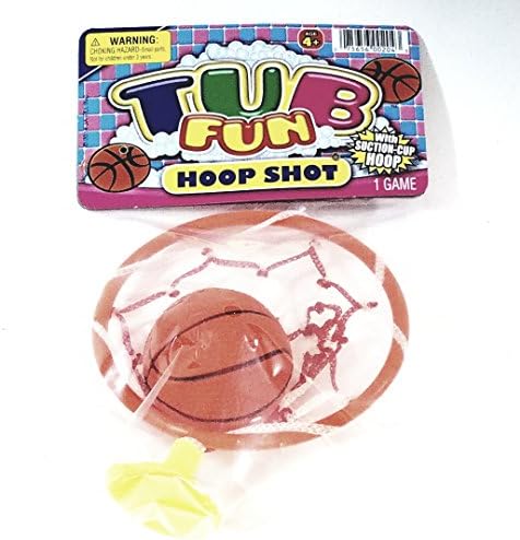 TUB FUN Hoop Set Suction Cup Hoop &amp; Net Wih 1 Mini Basketballs Water Toy Pool Or Bathtub