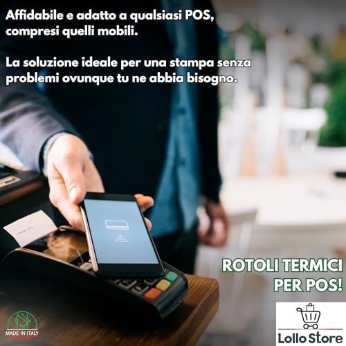 Thermal Paper Rolls 57 x 20 m – Pack of 10 Rolls – BPA Free, High Print Sensitivity – Tax Approved for Cash Registers, Bars and Tobacco – 12 mm Core – Made in Italy