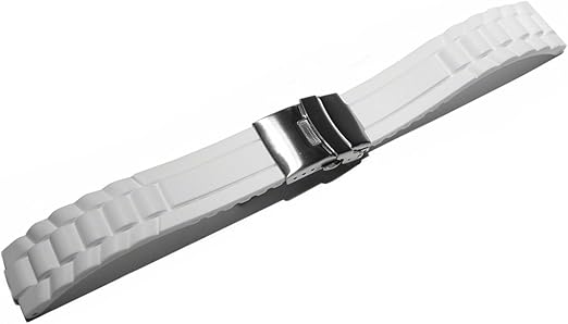 Faltschließe - Uhrenarmband - Silikon - Kautschuk - Design - weiß 20mm: Amazon.de: Uhren