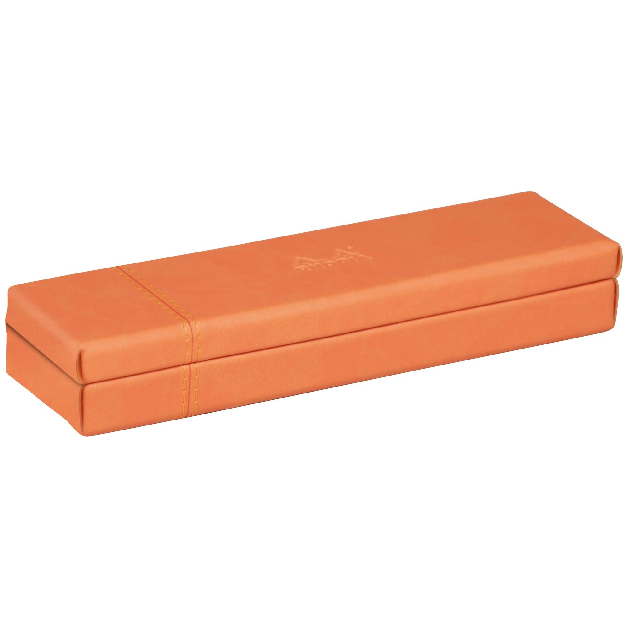 RHODIA 319784C - Tangerine Pencil Case - 21 x 5.5 x 3 cm - Orange Saddle Stitching - Faux Leather Exterior - Rhodiarama Home Office Collection - Office Organization & Designer Storage