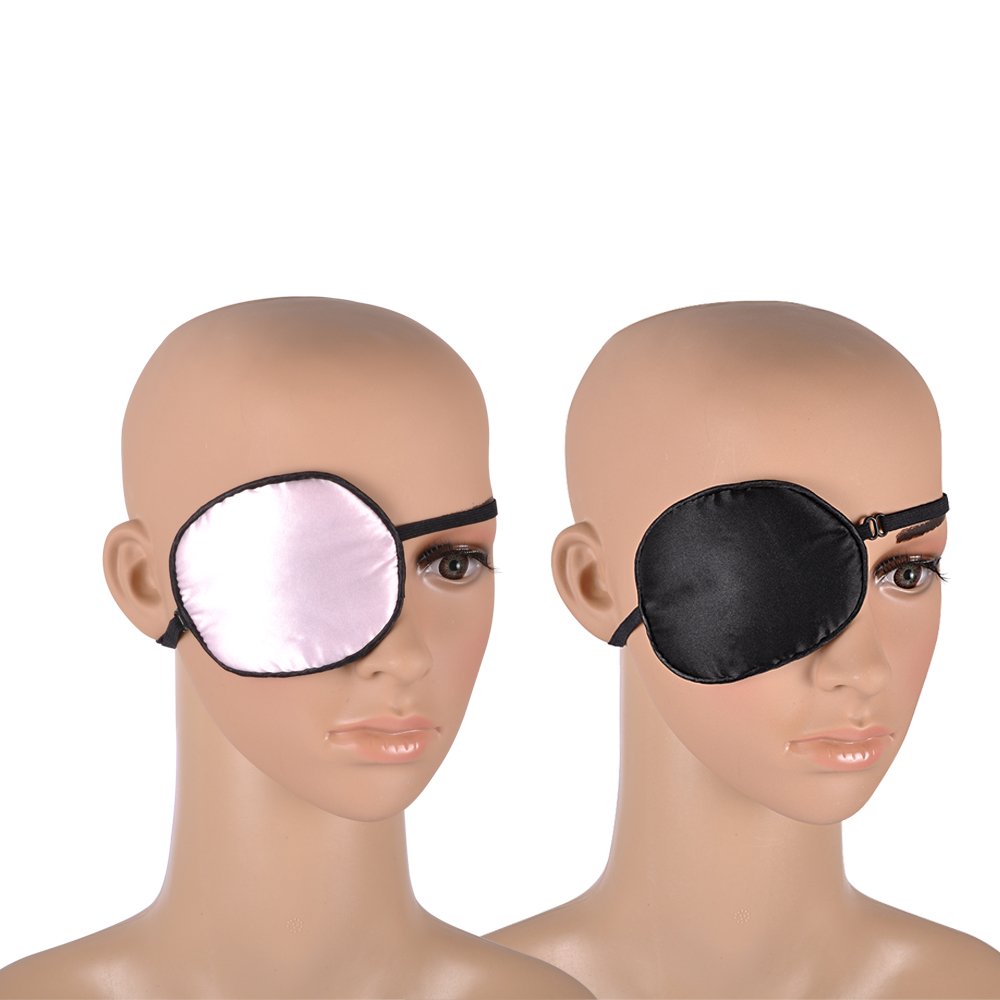 eZAKKA Silk Eye Patch for Adults, 2 Pieces Elastic Eyepatch Lazy Eye Patches for Amblyopia Strabismus, Black and Pink : Beauty