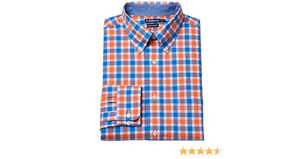 Dress Shirt Blue Orange Plaid 