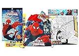 SpiderMan Toys Bundle Pack Includes Sticker Pack, Coloring Puzzle with 4 crayons and Non Woven Sling Backpack