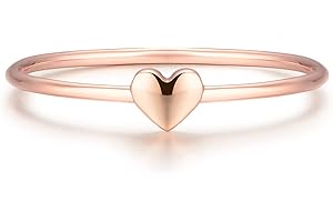 BLOSSOM & HUE Minimalist Ring for Women Teens & Girls [18K Gold Plated on .925 Sterling Silver] - Dainty Love/Heart Band [Hypoallergenic]