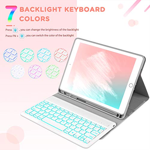 Jelly Comb Backlit Bluetooth Keyboard Case for iPad 9.7 2018 (6th Gen