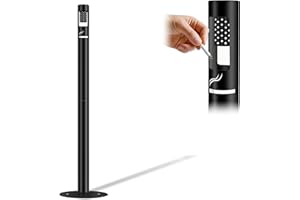 VNAKER Outdoor Cigarette Butt Receptacle 43-inch White/Metals Standing Ashtray for Patio, Offices, Home, Restaurants, Backyard (Black)