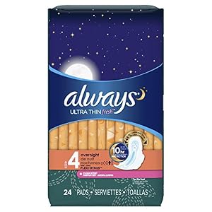 Image of Always Ultra Thin, Size 4, Overnight Pads with Wings, Scented, 24 Count