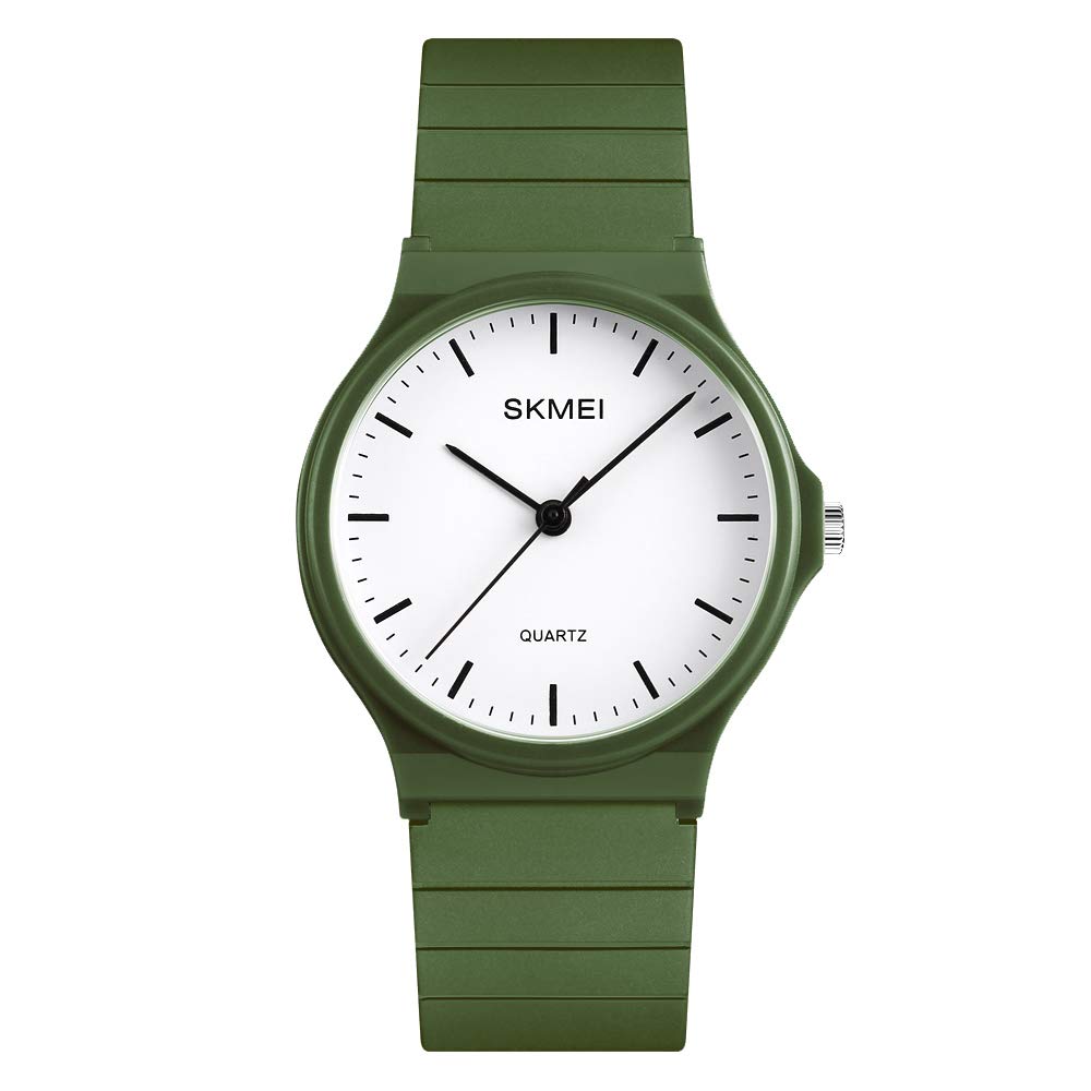 SKMEI Women's Watches Ladies Quartz Watch Waterproof Wrist Watch Resin Fashion Casual Wristwatch for Girls, Green, Quartz Watch