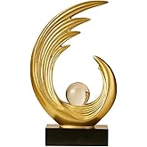 XYQXYQ Modern Abstract Art Sculptures, Gold Entryway Table Accents, Black Shelf Decor Accents, Abstract Art Resin Sculpture for Dining Room, Office & Coffee Table – Centerpiece Fireplace Decor (Gold)