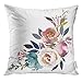 Emvency Throw Pillow Cover Navy Anemone Dusk Blue Pale Pink Gray White Watercolor Floral Corner Bouquet Arrangement Decorative Pillow Case Home Decor Square 18x18 Inches Pillowcase