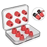 [6 Pairs] Earphone Tips New Bee 12pcs Premium Replacement Earbud Tips Blocking Out Ambient Noise Memory Foam Earbuds Inner 4.9mm for Headphones with 5mm-7mm Tips (Red, S/M/L)