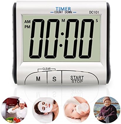 Cooking Timer by Fliiners Digital Kitchen Timer with Large Display Countdown Up Timer Clock, Loud Sounding Alarm, Strong Magnetic Backing, Retractable Stand