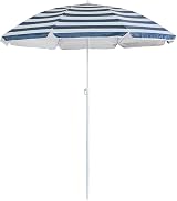 Harbour Housewares Blue Striped Beach Parasol UPF50+ 1.74m Diameter 1.93m High