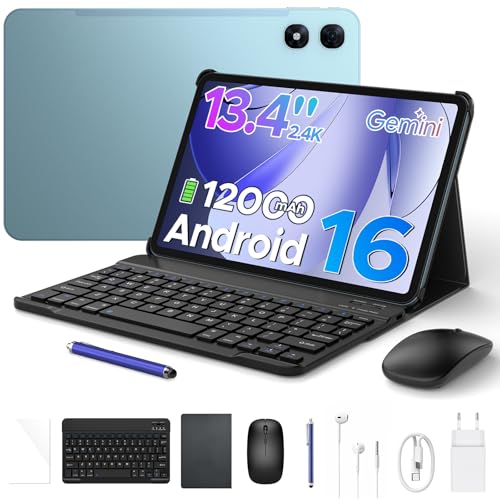 P13 Pro Tablet 13 Pollici, IPS 2.4K, 120Hz,T7280 Octa-Core, 48GB+256GB(TF 2TB), 12000mAh/18W, 16MP+8MP, 4G LTE, Gemini AI Tablet android 16, Face ID/WiFi5/GPS/FM/con Tablets Tastiera e Penna, Blu
