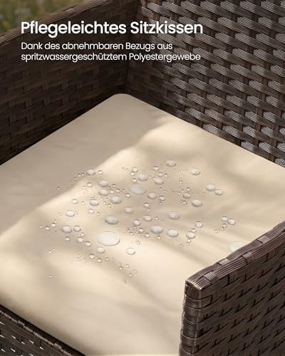 Balkonmöbel, Gartenmöbel-Set, aus PE-Polyrattan, Lounge-Set, Terrassenmöbel, Outdoor, für Terrasse, Balkon, Garten, braun-Taupe GGF004K05