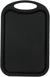 SoundsBeauty Groove Design Hang-Able Nonslip Plastic Cutting Board Food Fruit Chopping Block Mat Kitchen Cook Supply Black