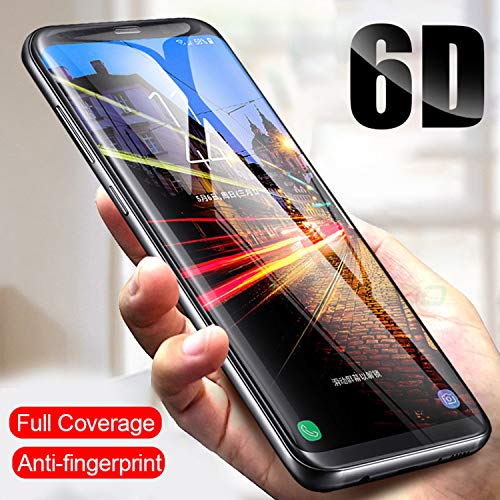 6D Curved Full Cover Tempered Glass for Samsung Galaxy S9 S8 Plus Screen Protector for Samsung S8 S9 Note 8 (Black, Samsung Note 9)