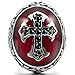 INBLUE Men's Stainless Steel Ring CZ Silver Tone Black Red Cross Knight Fleur De Lis Oval Size12