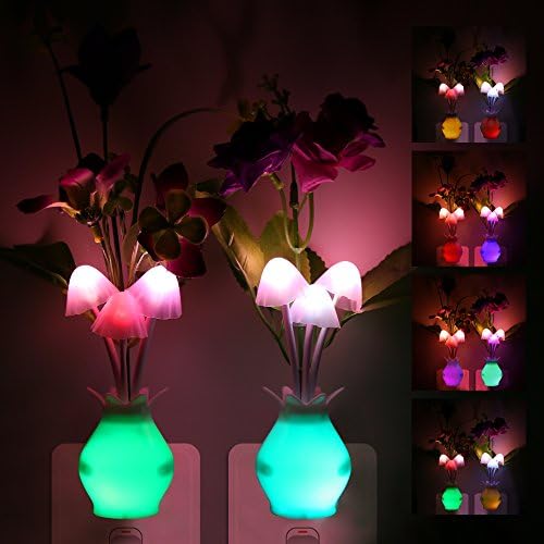 LeiDrail 4PCS led Night light 2pcs Mushroom Plants Style Sensor Lamp and 2PCS Mini USB LED Light Lamp for Kids Sleeping