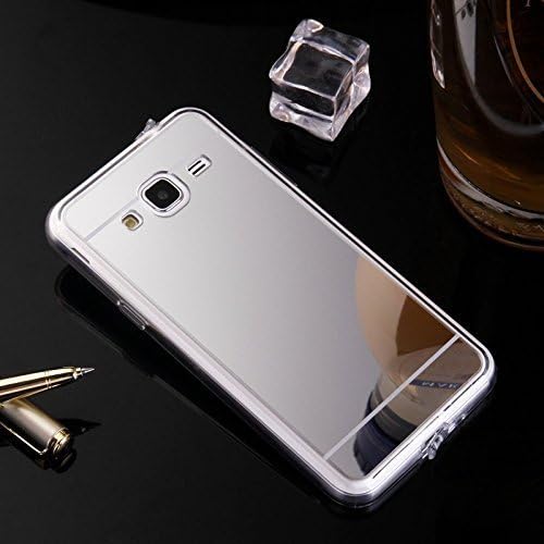 Case Samsung Galaxy A5 2015,Cover Shell KunyFond Silicone Mirror Skin Scratch Resistant Shock Absorbing,Plating Gold TPU Phone Crystal Make Up Looking Glass Flexible Ultra Thin Bumper-Silver