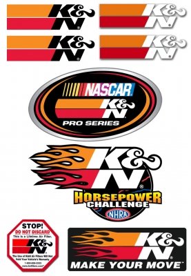 K and N 89-0200 Decal, Promotional Pack 9. 5 in. X 6. 5 in.