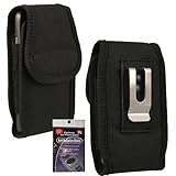 Canvas Vertical Rugged Heavy Duty Strong Case with Metal Clip fits Sprint Kyocera Torque.