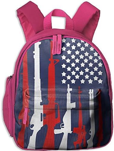 American Flag With Machine Guns Toddler Printed School Bags Shoulder Backpack Bookbag