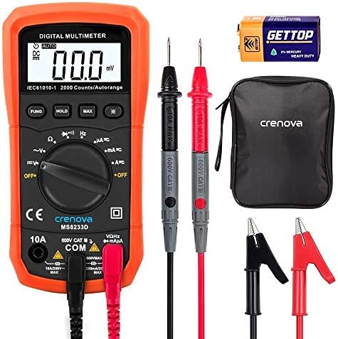 Crenova MS8233D Auto-Ranging Digital Multimeter Home Measuring Tools with Backlight LCD Display