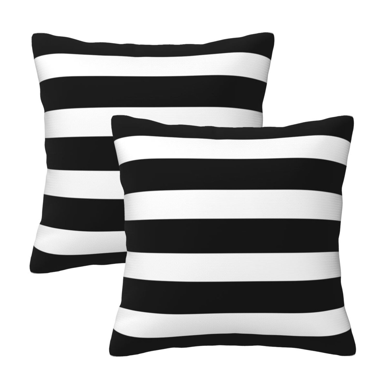 Photo 1 of Stripe Black and White Farmhouse Throw Pillow Covers 18x18 in Pillow Case Soft Outdoor Pillow case Cushion Covers Set of 2 for Sofa Bed Bedroom Car Chair Living Room Home Decorative