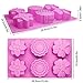 3 PCS Silicone Flower Cake Molds, SENHAI 6-Cavity Chocolate Biscuit Muffine Baking Pans Soap Making Trays - Pink, Blue, Purple