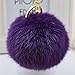 ROOMZOOM New Style Rabbit Fur Ball PomPom Cell Phone Car Keychain Pendant Bag Key Ring Violet color