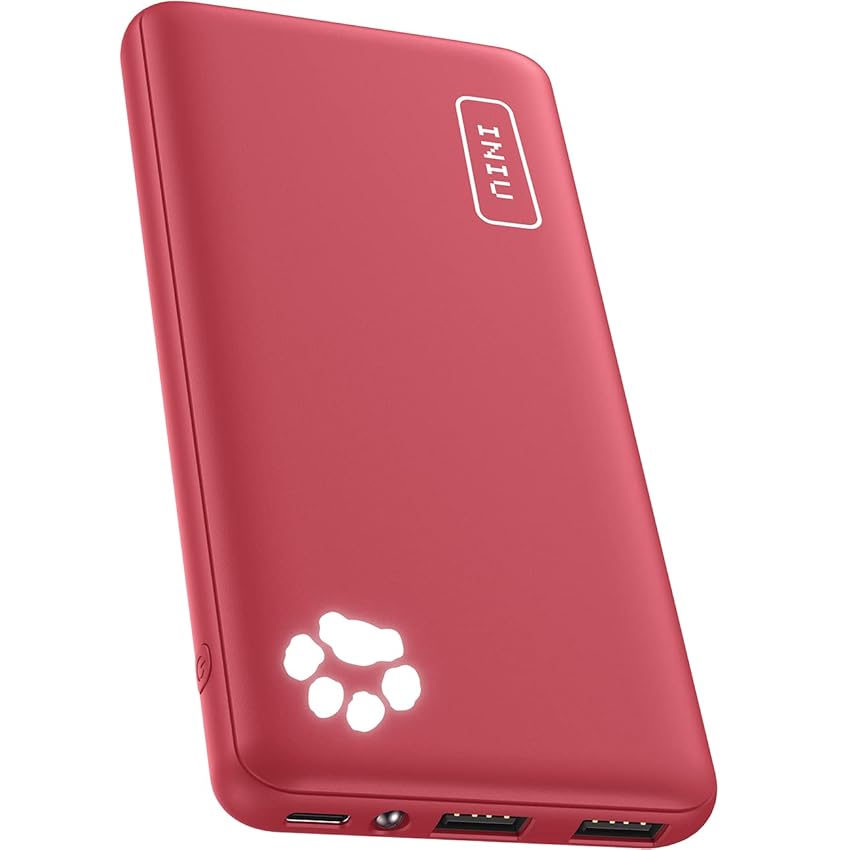 Power Bank, INIU Ultra Sottile & Leggero Powerbank 10000mAh Doppia Uscita 3A ad Alta Velocità