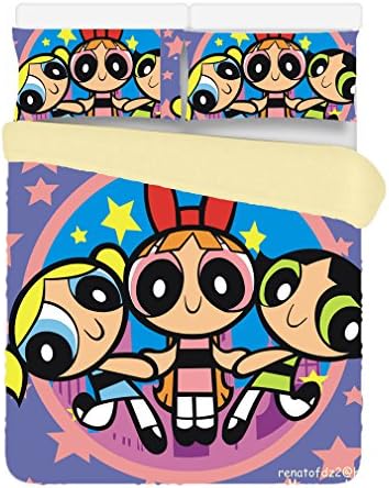 Deluxe The powerpuff girl 3 Piece 180x220cm Duvet Cover Sets 2 Pillow Cases Twin Size
