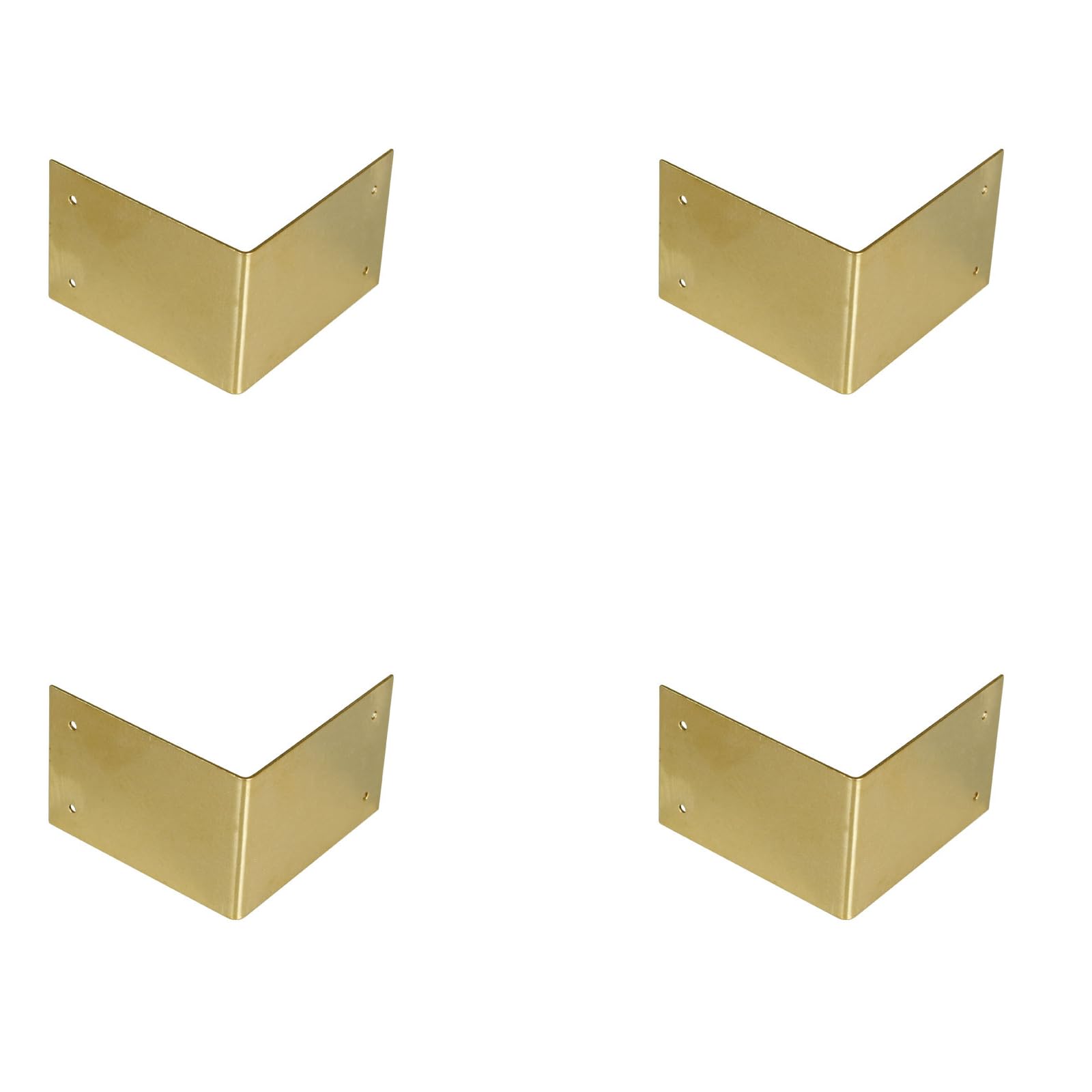 Leliafleury 4Pcs Brass Corner Protectors 3cmx3cm Right Angle Corner Brace Brass Edge Guard for Box Furniture Table Chair, Gold